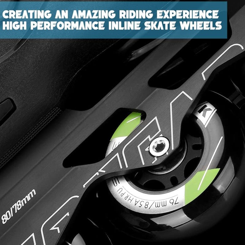 Kutrick 8 Pack Inline Skate Wheels 64mm, 70mm, 72mm, 76mm, 80mm - ABEC9 Bearing - 85A Durometer PU - Compatible with Rollerblade, Roller Derby, K2 Skate - Image 2